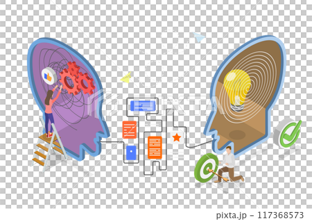 3D Isometric Flat Illustration of Recovery Mental Disorder Problem, Rehabilitation Process 3D Isometric Flat Illustration of Recovery Mental Disorder Problem, Rehabilitation Process 117368573