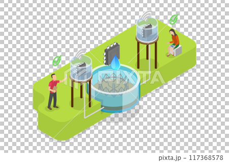 3D Isometric Flat  Illustration of Water Conservation And Quality, Resources Management 117368578