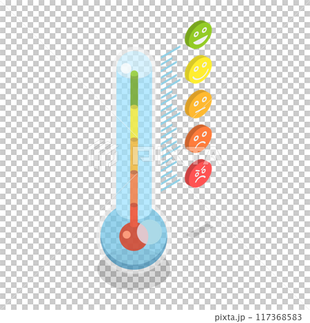 3D Isometric Flat  Illustration of Color Scale Of Mood, Emoticon Feedback 117368583