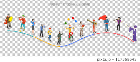 3D Isometric Flat Illustration of Personality Psychological Archetypes, Collective Unconscious 3D Isometric Flat Illustration of Personality Psychological Archetypes, Collective Unconscious 117368645