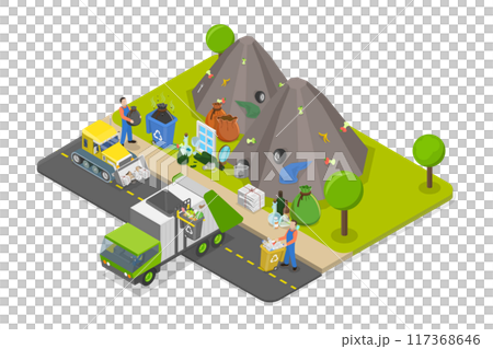 3D Isometric Flat Illustration of Ecological And Clean Lifestyle, Waste Sorting, Recycling, Green Energy 3D Isometric Flat Illustration of Ecological And Clean Lifestyle, Waste Sorting, Recycling, Green Energy 117368646