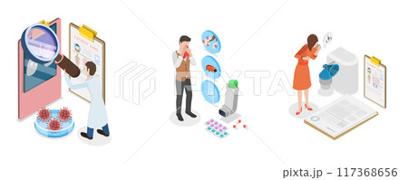 3D Isometric Flat Illustration of Asthma, Lungs Healthcare 3D Isometric Flat Illustration of Asthma, Lungs Healthcare 117368656