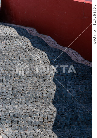 The wavy stairs of Jardim do Mar on the island of Madeira 117368751