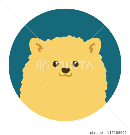 シンプルで可愛いポメラニアンの丸いアイコンイラスト 117368965