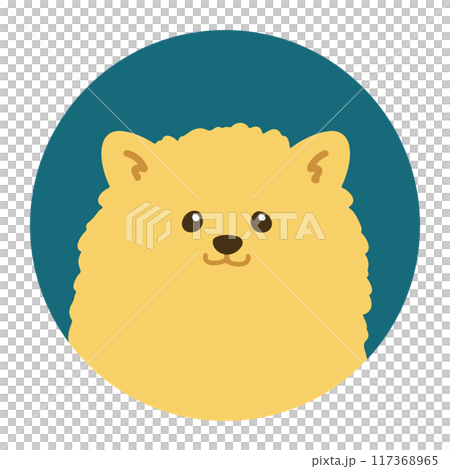シンプルで可愛いポメラニアンの丸いアイコンイラスト 117368965