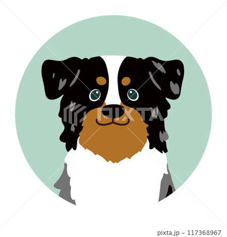 シンプルで可愛いオーストラリアンシェパードの丸いアイコンイラスト 117368967
