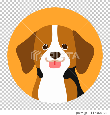 シンプルで可愛いビーグルの丸いアイコンイラスト 117368970