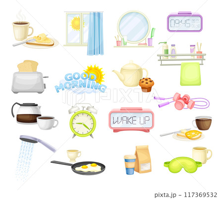 Good Morning Object and Different Wakeup Element Vector Set 117369532