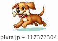 骨をくわえて走る子犬のイラスト 117372304