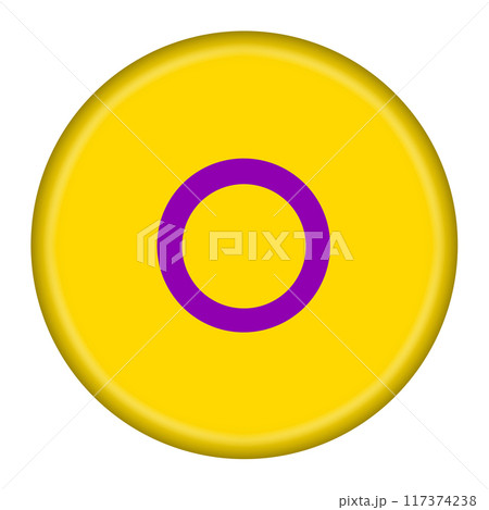 Intersex Pride flag button illustration with clipping path 117374238