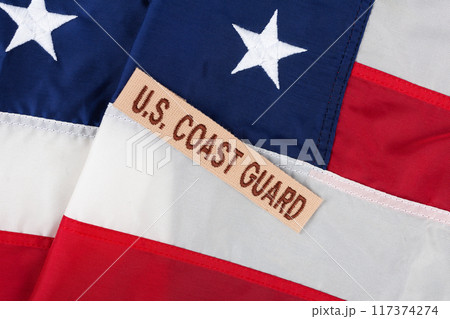 U.S. Coast Guard Branch Tape on national USA flag 117374274