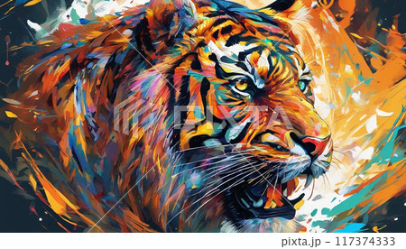 デジタルアート　虎 117374333