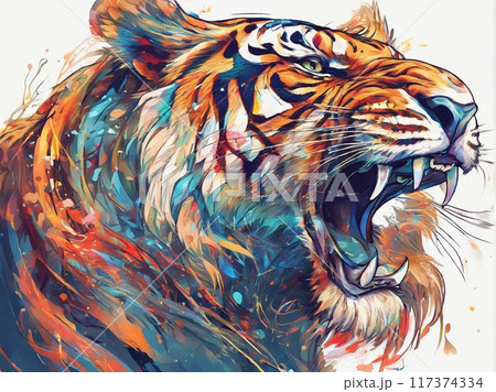 デジタルアート　虎 117374334