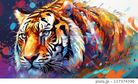 デジタルアート　虎 117374390