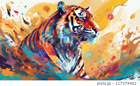 デジタルアート　虎 117374402