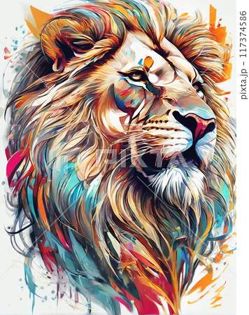 デジタルアート ライオン デジタルアート ライオン 117374586