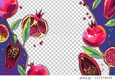 Pomegranate and snack paprika frame material 117374834