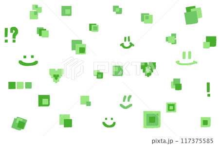 ドットを使った、かわいい装飾のイラスト。緑、黄緑。 117375585