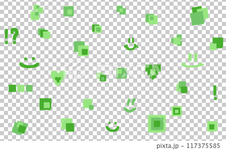ドットを使った、かわいい装飾のイラスト。緑、黄緑。 117375585