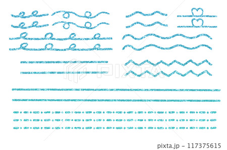 おしゃれでかわいい、グリッターのアンダーライン素材。青、水色。 おしゃれでかわいい、グリッターのアンダーライン素材。青、水色。 117375615