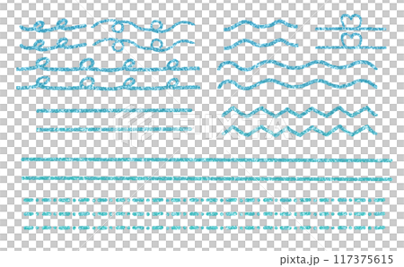 おしゃれでかわいい、グリッターのアンダーライン素材。青、水色。 おしゃれでかわいい、グリッターのアンダーライン素材。青、水色。 117375615