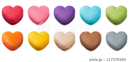 カラフルなハート型マカロンのセット素材 117376569