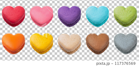 カラフルなハート型マカロンのセット素材 117376569