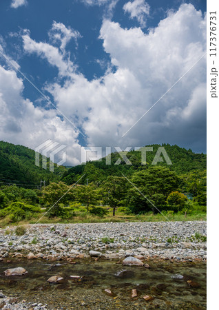 夏の山景色 日本の清流 綺麗な川 夏の山景色 日本の清流 綺麗な川 117376731