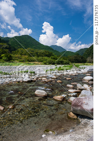 夏の山景色　日本の清流　綺麗な川 117376735