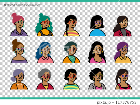 A set of simple women icons. Glasses. A set of simple women icons. Glasses. 117376755