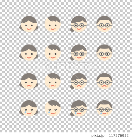 シンプルなシニア世代の顔のアイコン 117376932