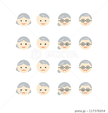 シンプルな高齢者の顔のアイコン シンプルな高齢者の顔のアイコン 117376934