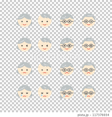 Simple elderly face icon 117376934