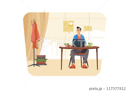 Content author writing a creative article Content author writing a creative article 117377812