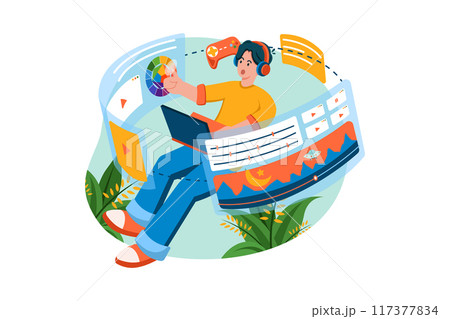 Video Game Designer Illustration concept on white background 117377834