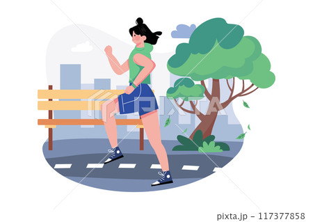 Go jogging in the park Illustration concept on white background Go jogging in the park Illustration concept on white background 117377858