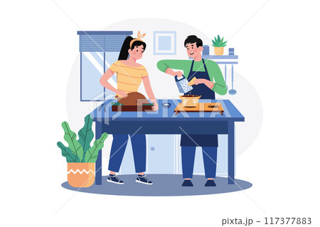 Cooking and Kitchen Illustration concept on white background Cooking and Kitchen Illustration concept on white background 117377883