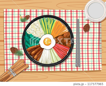 Colorful Korean Bibimbap Dish 117377965