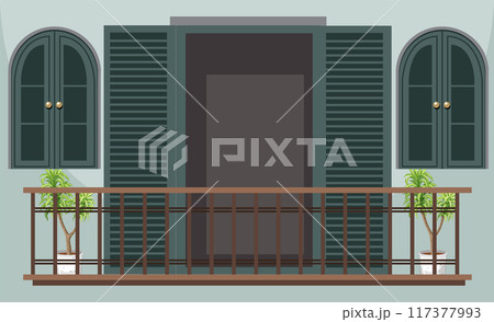 Charming Balcony with Potted Plants 117377993