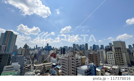 大阪市北区 天神橋六丁目から見た梅田方面の街並み 俯瞰 大阪市北区 天神橋六丁目から見た梅田方面の街並み 俯瞰 117378016