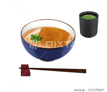 きつねうどん　お茶、箸付き 117378057