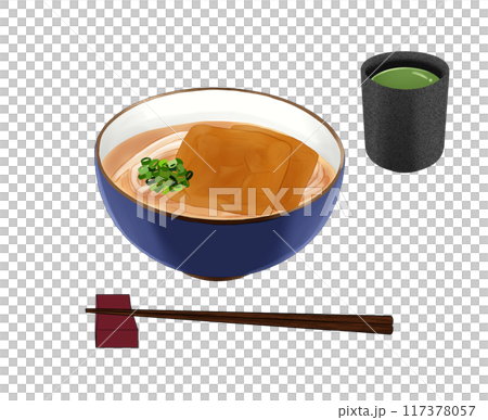 きつねうどん　お茶、箸付き 117378057