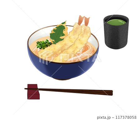 天ぷらうどん　お茶、箸付き 117378058