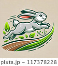 山道を走るウサギ 117378228