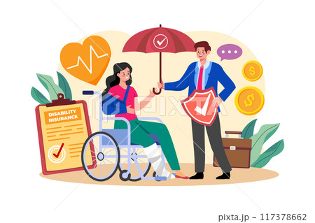 Disability Insurance Illustration concept on white background 117378662