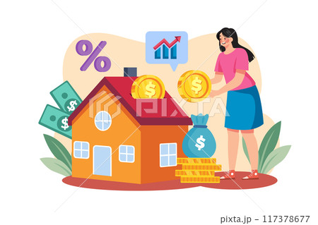 Female investing finance in home Female investing finance in home 117378677