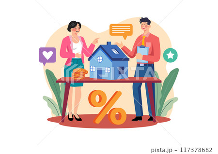 Property dealer and client seeing a house for rent 117378682