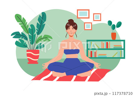 Girl doing yoga Illustration concept on white background Girl doing yoga Illustration concept on white background 117378710