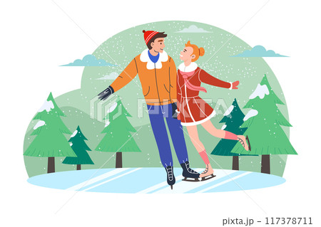 Couple enjoying dance during ice skating 117378711