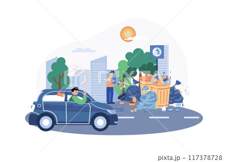 Garbage On The Road Illustration concept on white background Garbage On The Road Illustration concept on white background 117378728